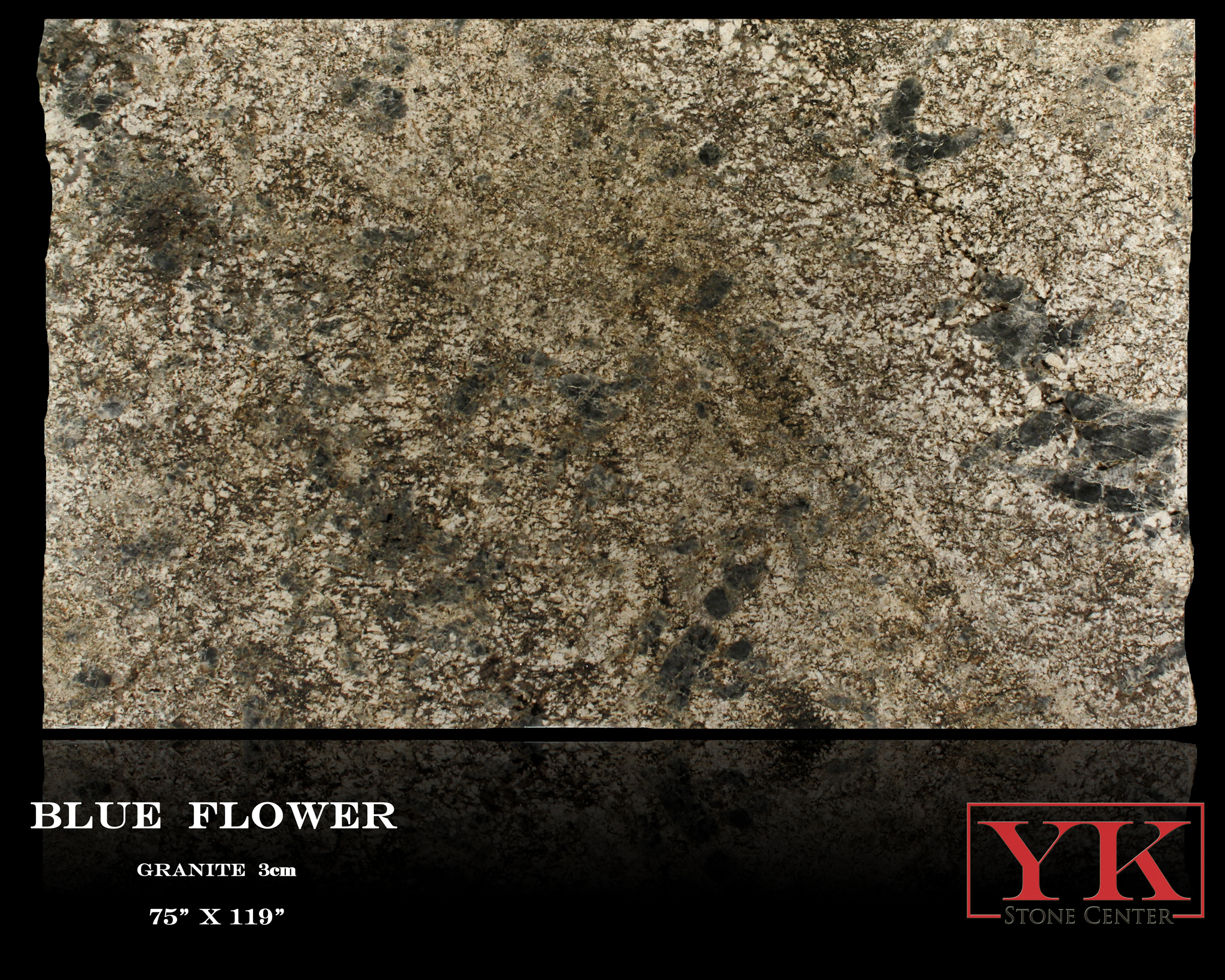 Blue Flower Granite Slabs, YK Stone Center In Denver Colorado, Natural Stone Showroom